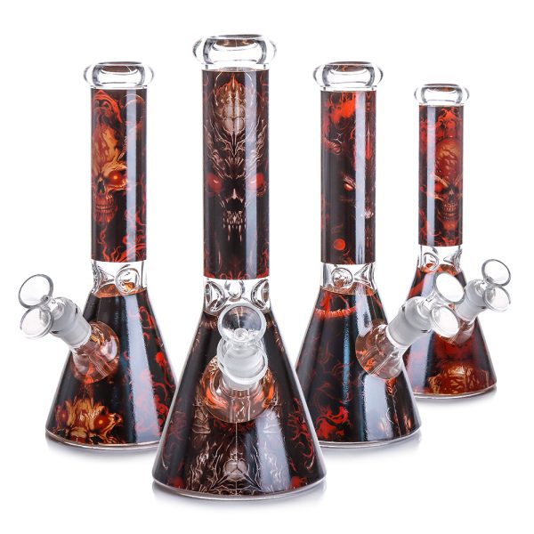 FIRE DESIGN GLASS BONG 10INCH MIX COLOR