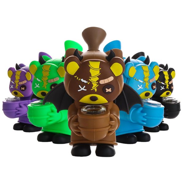 6INCH DEVIL BEAR GLASS BONG MIX COLOR