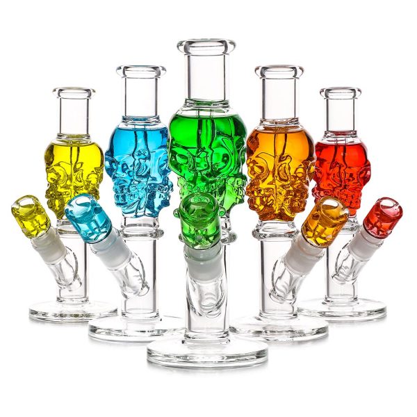 9INCH SKULL DESIGNED GLASS BONG MIX COLOR