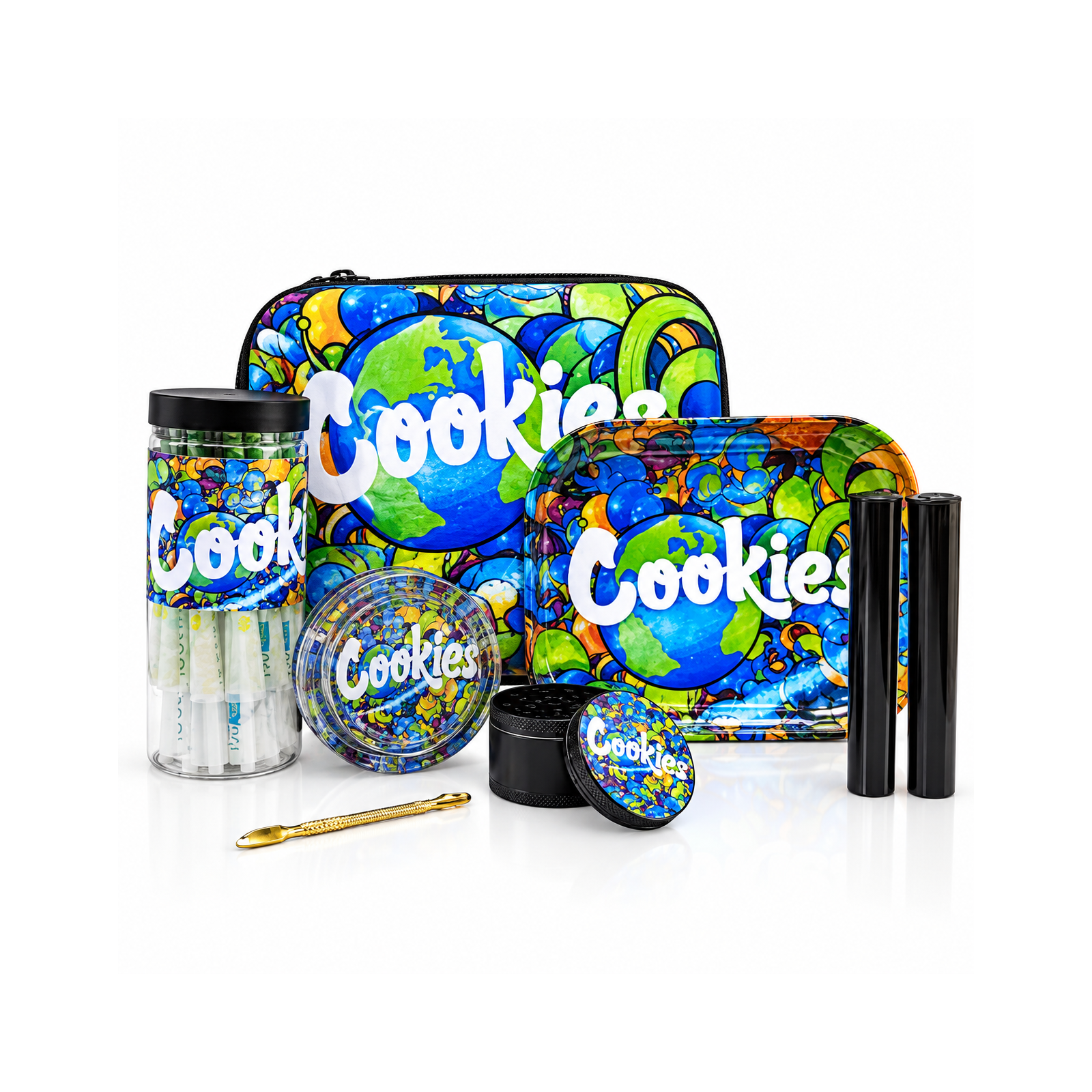 10 COOKIE SMOKE SET WITH GLASS BONG