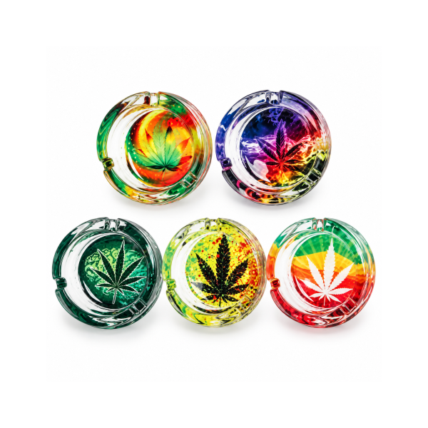 SMOKE ISLAND PREMIUM GLASS ASHTRAY 6CT