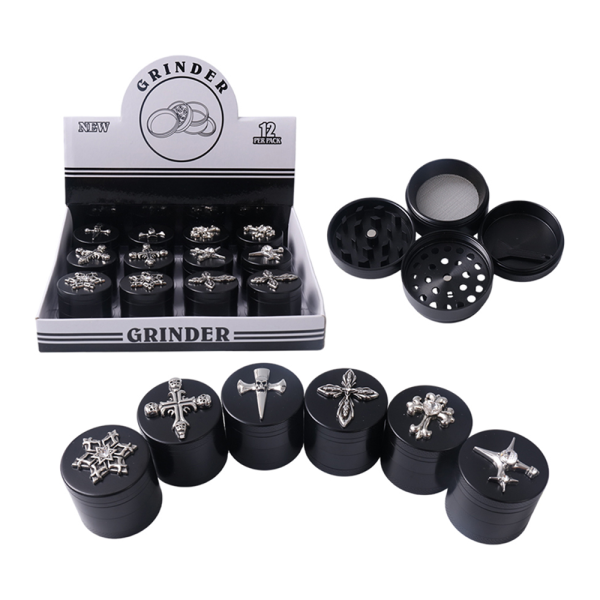 GT-9712BA BLACK METAL DESIGNED GRINDER 12PCS/DISPLAY 20DISPLAY/CASE 240PCS PER CASE