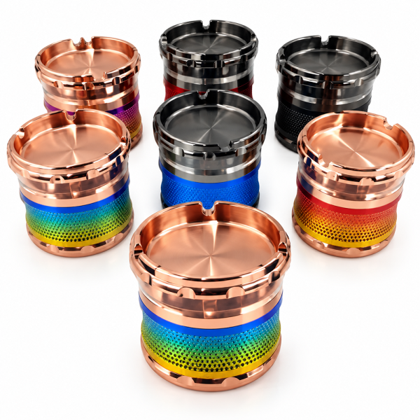RAINBOW GRINDER WITH ASHTRAY TOP 4PARTS 63MM  6PCS/DISPLAY