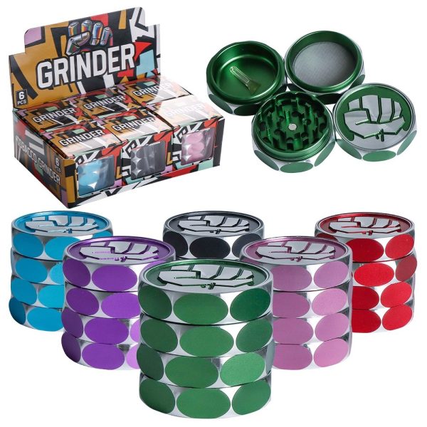 CHG070 ALUMINUM 62MM GRINDER MIX COLOR 6PCS/BOX