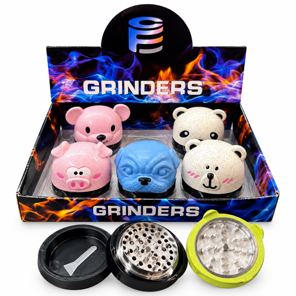 GT-9620BA ANIMALS GRINDER 4PARTS 6PCS/BOX 16BOX/CASE 96PCS PER CASE