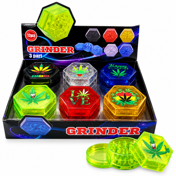 GT-284BC HEXAGON 3PART PLASTIC GRINDER 12PCS/BOX 20BOX/CASE